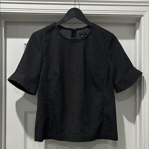 Black Textured Short Sleeve Top